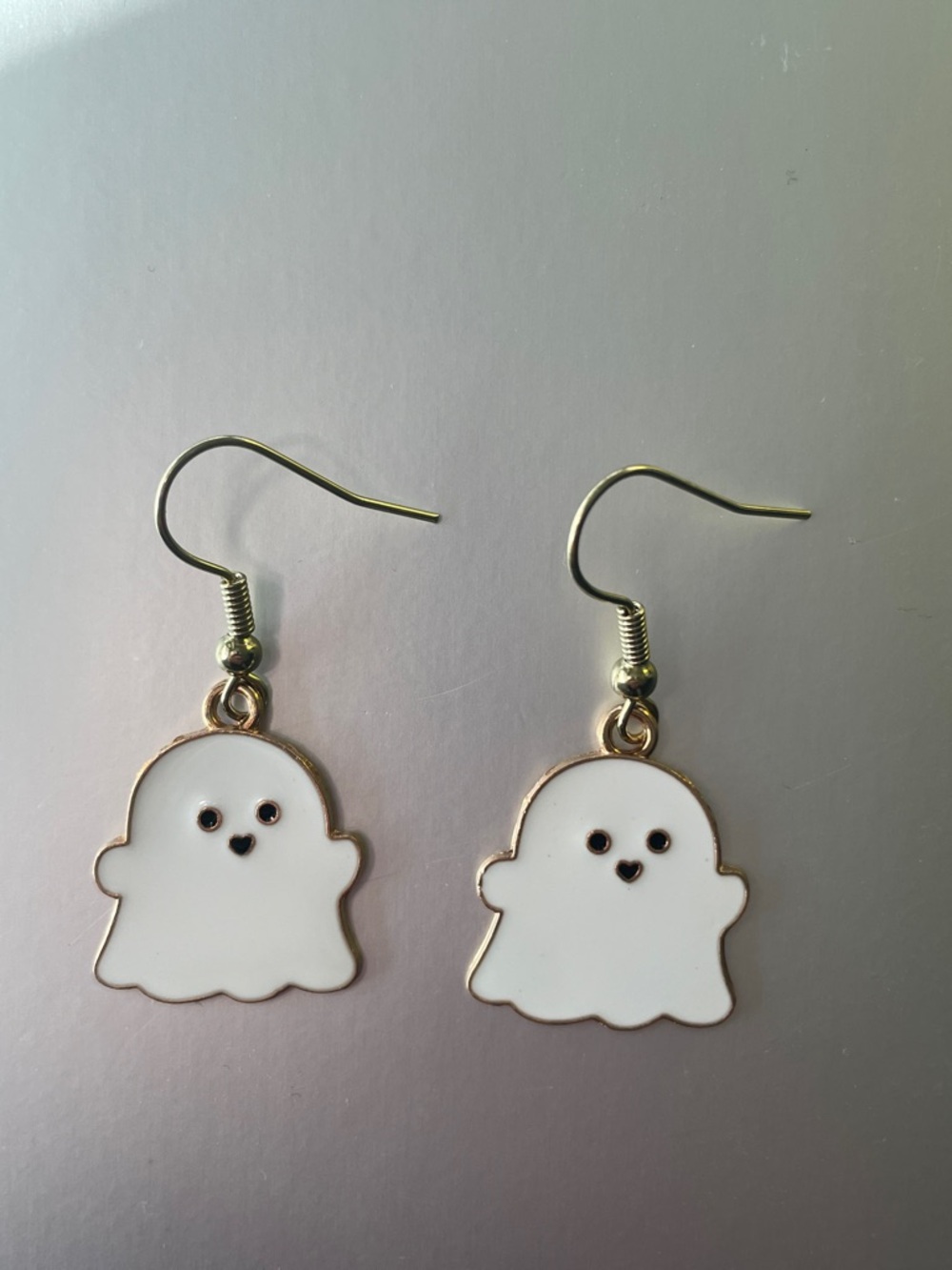 White Ghost Charm Drop Earrings - Cute Halloween Jewelry